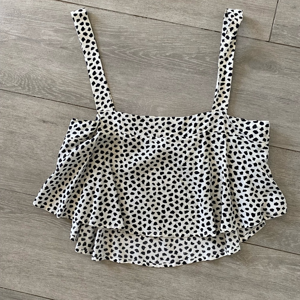 Black and White Spotted Crop Top